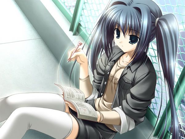 anime girl and book Pictures, Images and Photos