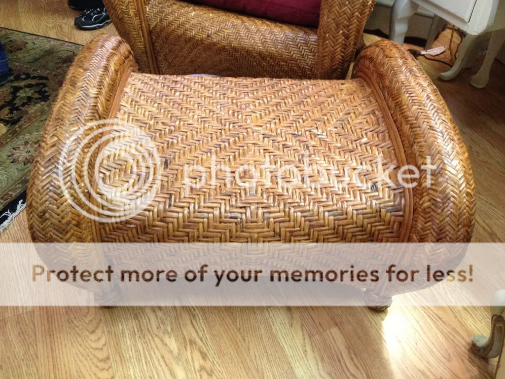 Gently Used Pottery Barn Malabar Chair Rattan and Ottoman